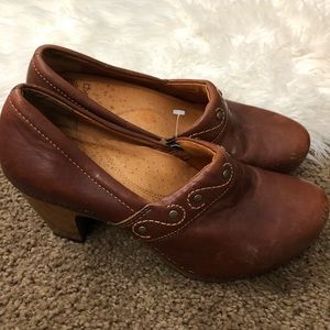 Dansko Riki Block Heel Shoes Cognac Leather 38